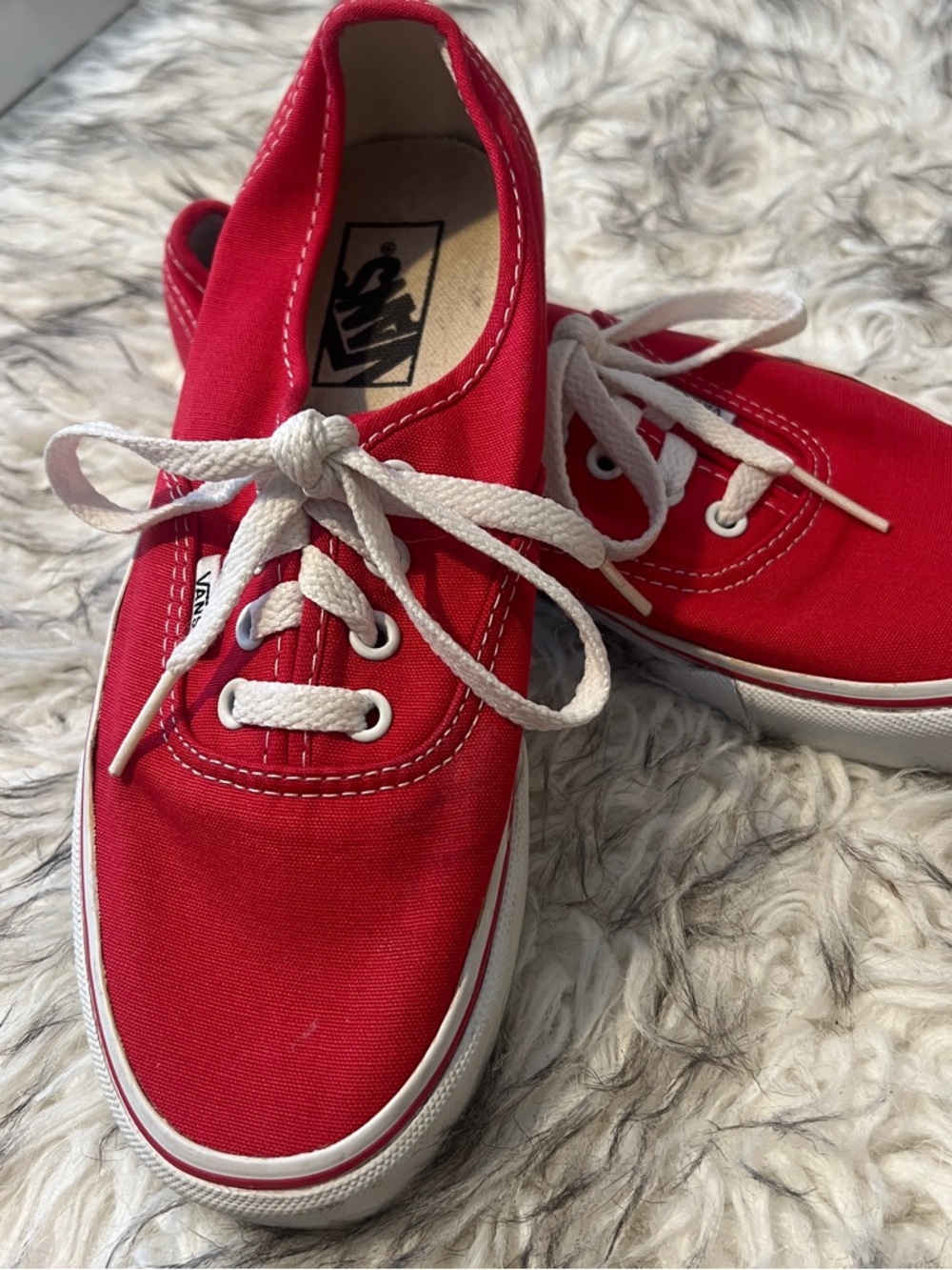 Vans Low-Top Canvas Sneakers in Red and White - Picture 5 of 8
